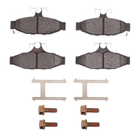 Dynamic Friction Co 5000 Advanced Brake Pads - Semi Metallic and Hardware Kit, Long Pad Wear, Rear 1551-0295-01